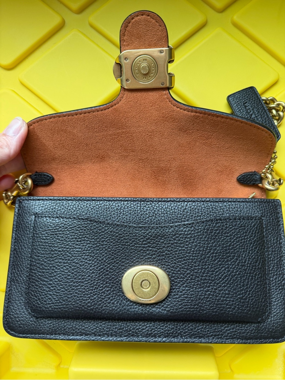 Coach Tabby Mini Black Pebbled Leather Shoulder Bag with Gold Hardware - Picture 4 of 6